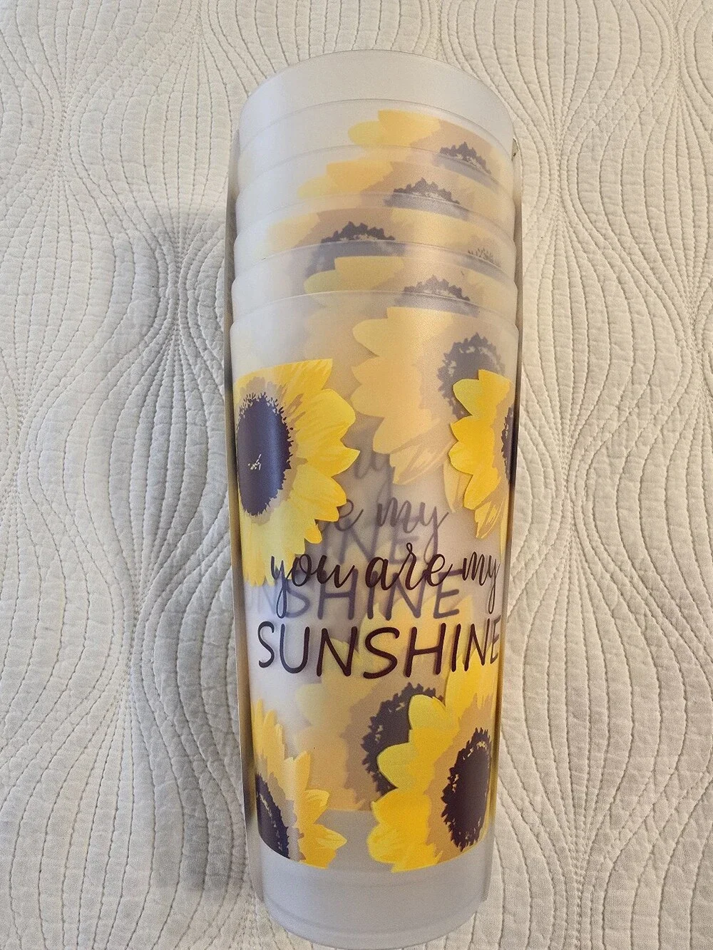 NWT You Are My Sunshine Yellow Sunflower Set Of 6 Tumblers, 32 Oz